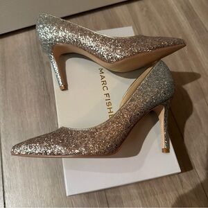 Marc Fisher Glittering Silver and Gold Heels